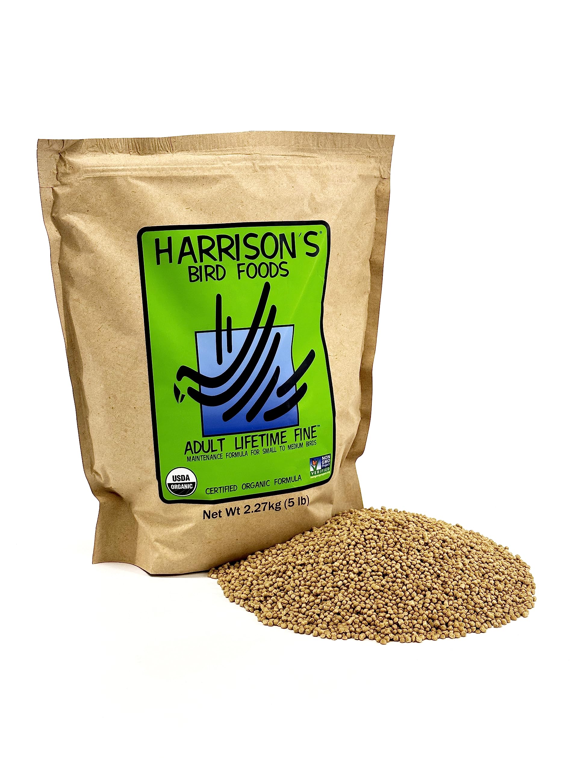 Harrison's Bird Foods Adult Lifetime Fine 5lb Certified Organic NonGMO