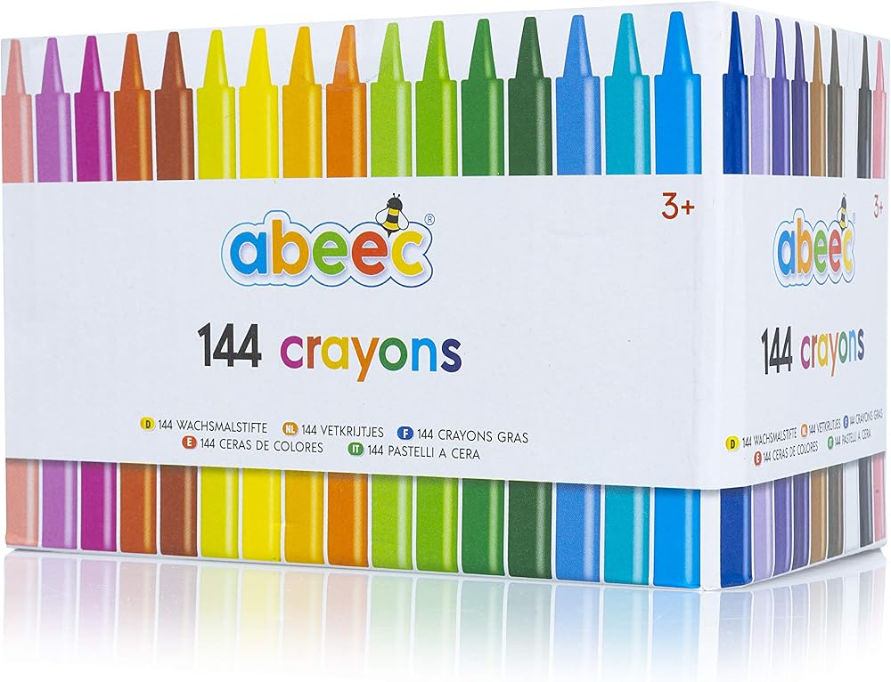 abeec 144 Crayons Set of 144 Wax Crayons 24 Colours 6 Each