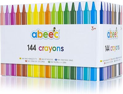 abeec 144 Crayons Set of 144 Wax Crayons 24 Colours 6 Each