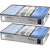 combocube 2 Pack Under Bed Storage Containers, Stackable Closet Organizers and Storage Bins with Sturdy Support, Foldable Underbed Clothes Storage Box for Blanket, Comforter, Sweater, Pillows, Shoes