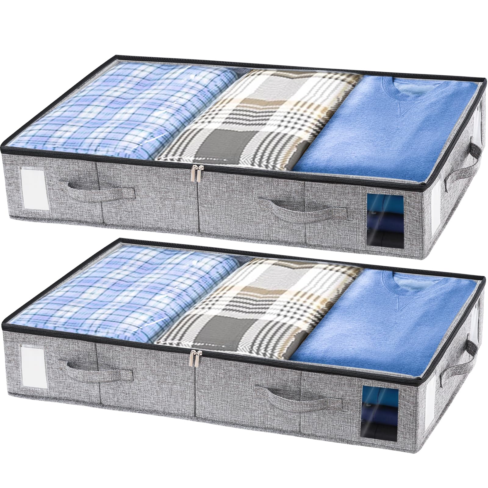 Photo 1 of combocube 2 Pack Under Bed Storage Containers, Stackable Closet Organizers and Storage Bins with Sturdy Support, Foldable Underbed Clothes Storage Box for Blanket, Comforter, Sweater, Pillows, Shoes