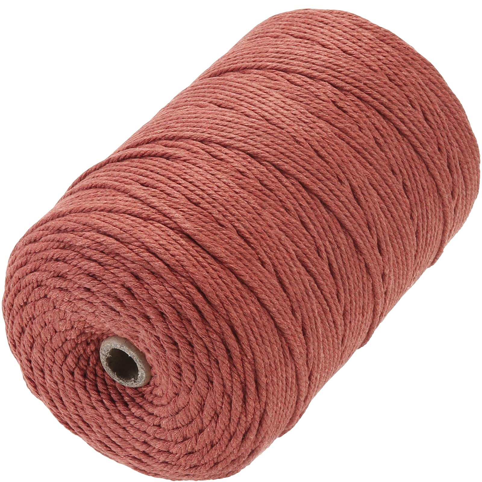 GOHOF Macrame Cord 3mm x 300m Premium Cotton Macrame Rope, 4 Strand Twisted Soft Cotton Cord, One of The Most Perfect Materials for Macrame Art, Cotton String Without Chemicals(Reddish Brown)