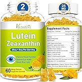 Eye Vitamins Lutein & Zeaxanthin Gummies, Sugar Free Eye Health Supplements with Bilberry, Astaxanthin - Support Blue Light, Visual Function and Macular Health - Mango Flavored, 120 Count