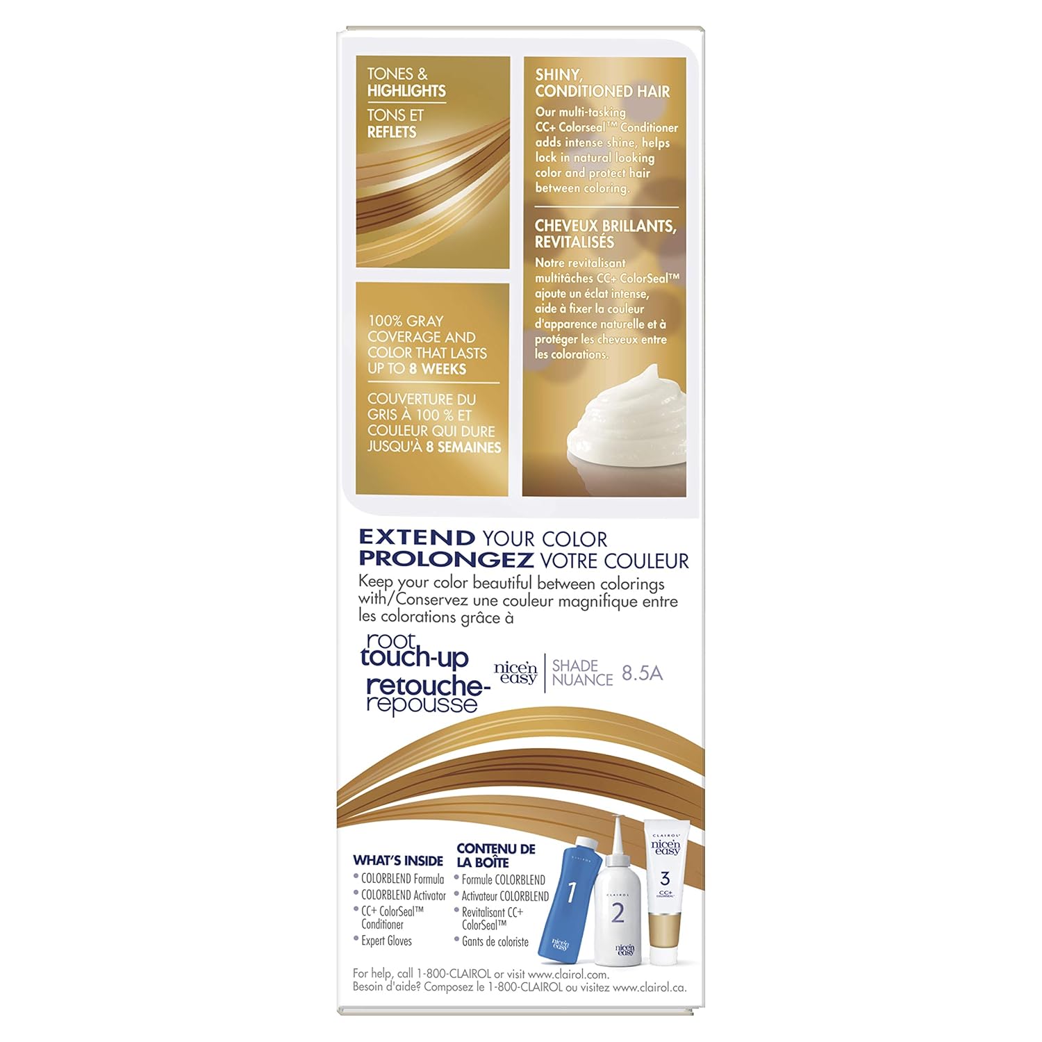 Clairol Nice'n Easy Original Permanent Hair Color, 8A Medium Ash Blonde, 3 Count : Chemical Hair Dyes : Beauty