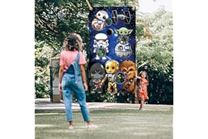QICI Star War Toss Themed with 4 Bean Bags Fun Throwing Game Banner Backdrop Kit Star War Party Supplies Themed Party Activity Carnival Favors Group Sports