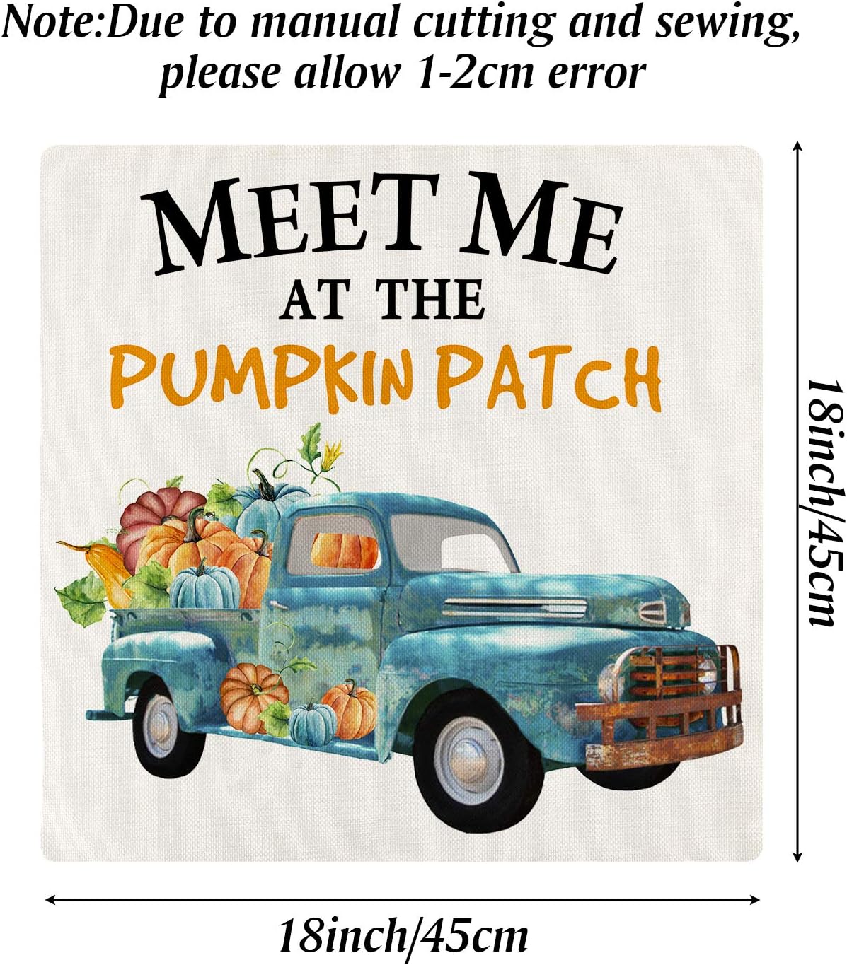 CDWERD Fall Throw Pillow Covers 18x18 Inches Pumpkin Thanksgiving Farmhouse Decorative Autumn Pillowcase Cotton Linen Cushion Case for Home Decor Set of 4: Home & Kitchen