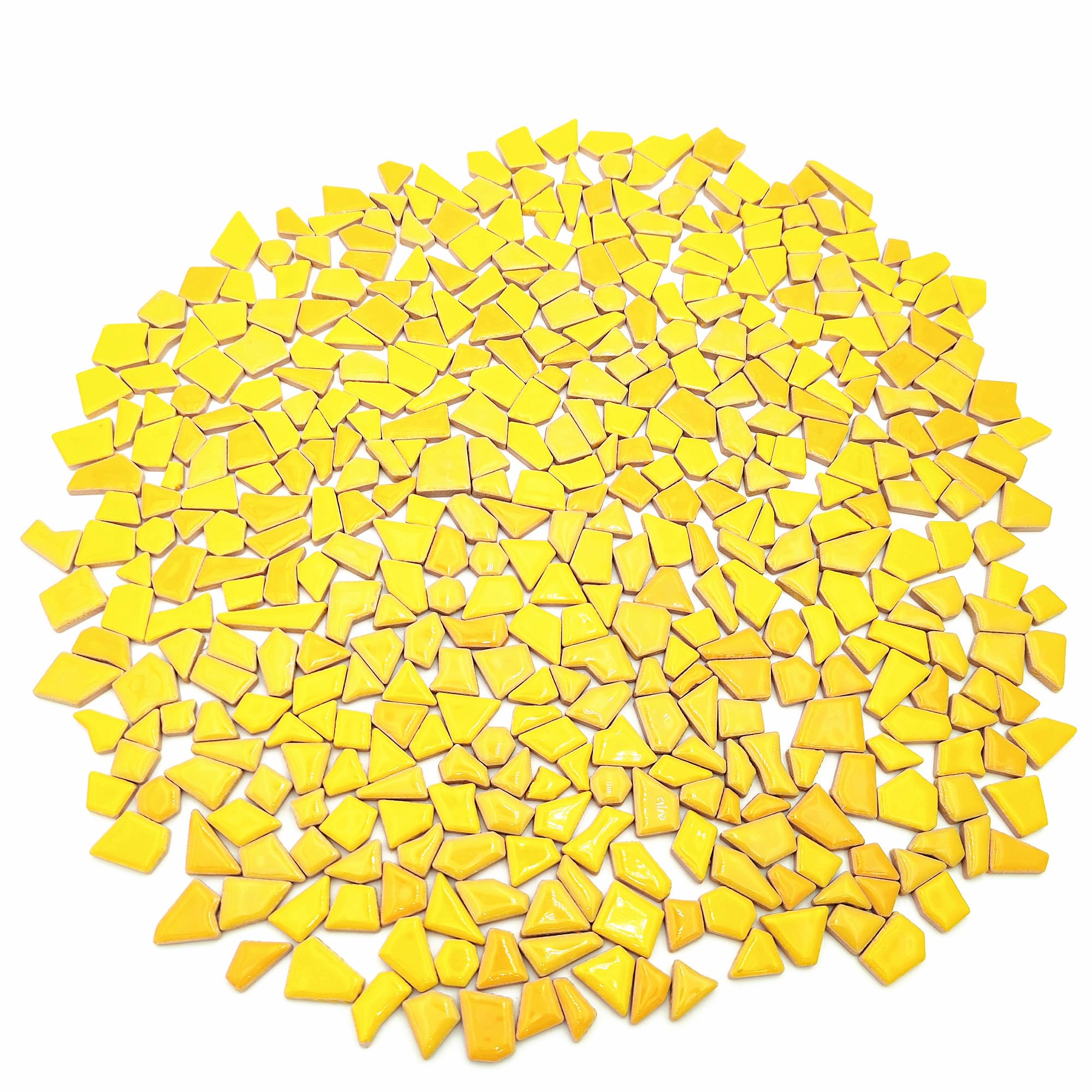 500g Irregular Ceramics Mosaic Tiles, 0.5x2 cm Small Mosaic Pieces Stones for DIY Mosaic Making Craft Hobby Arts Home Wall Decoration (Yellow)
