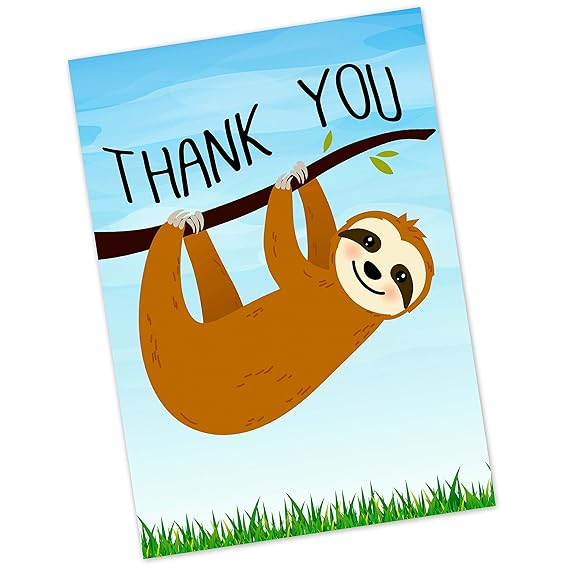 Greetingles Pack of 10 Sloth Design Thank-You Cards &amp; Envelopes: Amazon.co.uk: Kitchen &amp; Home