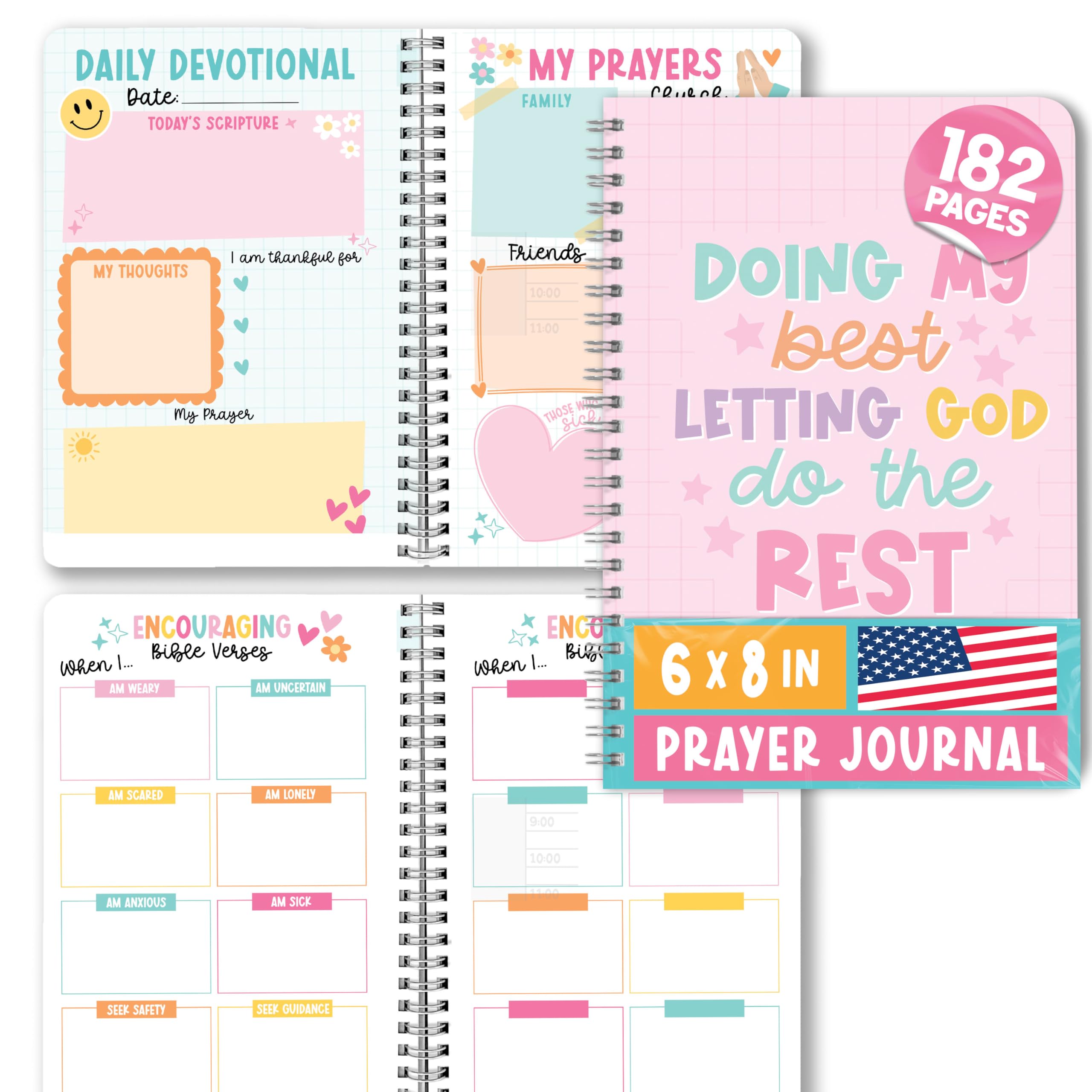 Hadley Designs Guided Prayer Journal For Woman - Daily Prayer Journals For Women, Mens Devotionals Journals, Daily Devotional Journal For Women, Devotional Notebook, Pink Religious Gifts