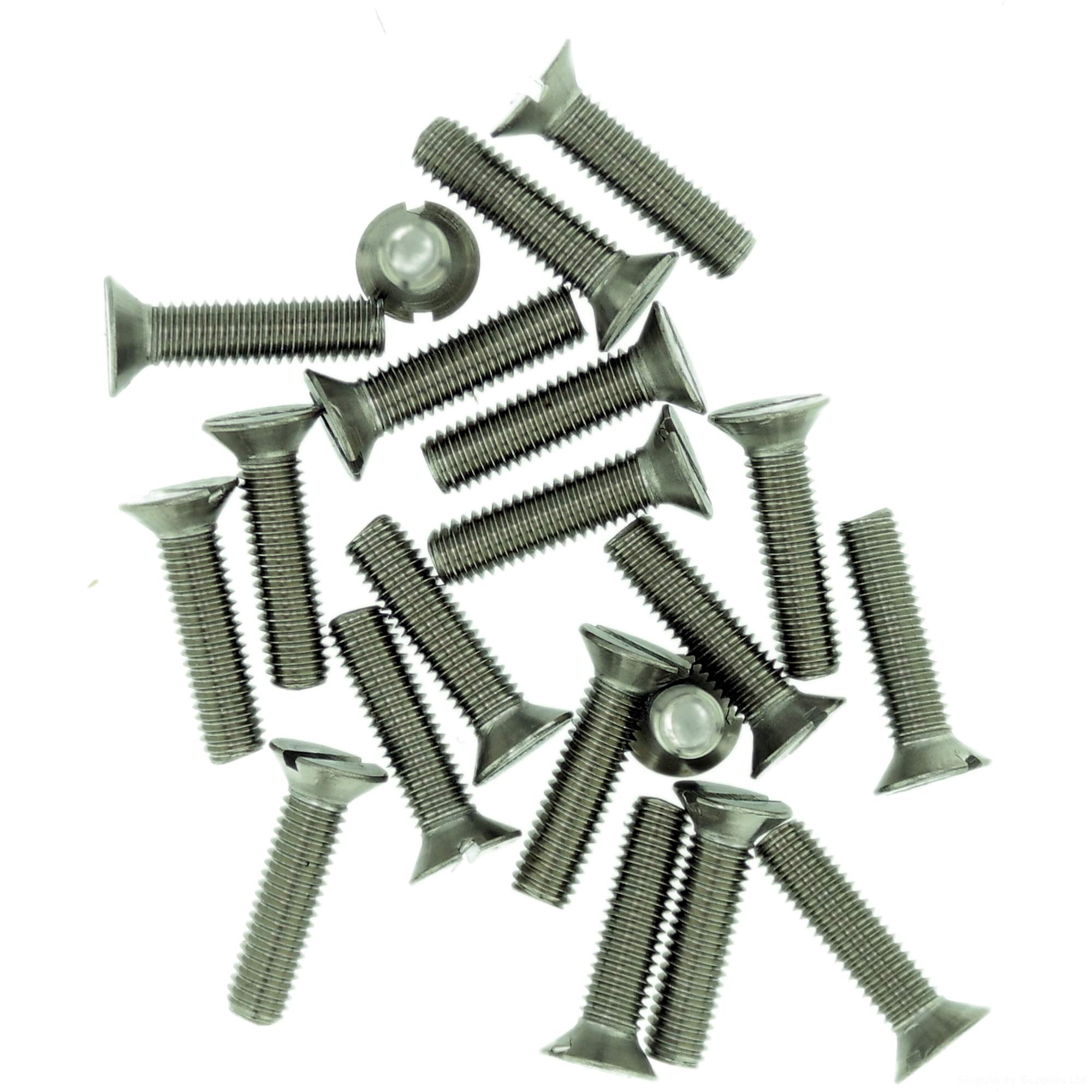 M8 (8mm x 16mm) Slot Countersunk Machine Screw (Bolt) - Stainless Steel (A2) (Pack of 20)