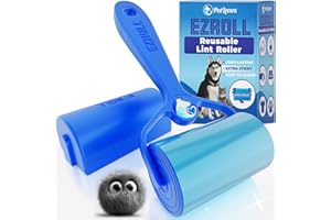 PetLovers EzRoll Reusable Lint Roller - Sticky for Life & Multi-Purpose Pet Hair, Dust, & Lint Remover for Clothing, Upholstery, & Cars - Sustainable, Washable & Efficient