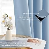 MRTREES Blackout Curtains 46x54 Sky Blue 2 Panels Eyelet Thermal Room Bedroom view 3