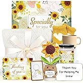 Gossby Gift Basket for Women - Thank You Gift Set for Teacher - Get Well Soon, Birthday, Thinking of You Sunflower Package - End of Year Idea for Teacher from Student - Thank You for Helping Me Grow