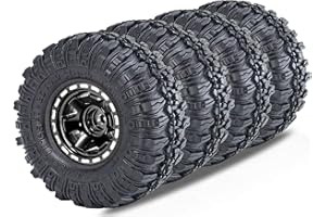 RcThjia 1.0 Beadlock Wheels and Tires Set 57 x 24 mm 1.0 inch Rubber Rock Crawler Tires & Alloy Blade Wheels For 1/18 1/24 Axial SCX24 TRX4M Gladiator Bronco C10 JLU Deadbolt RC Crawler Upgrade(Black)