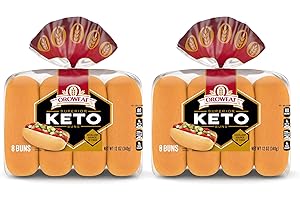 LIVING CHIC Oroweat Keto Hotdog Buns (16ct) with Keto Lifestyle Guide (2 Packs, 8 Buns Each)