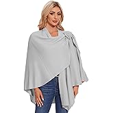 PULI Womens Elegant Cross Front Shawl Wraps Floral Wraps Soft Ponchos Cape Warm Travel Shawls