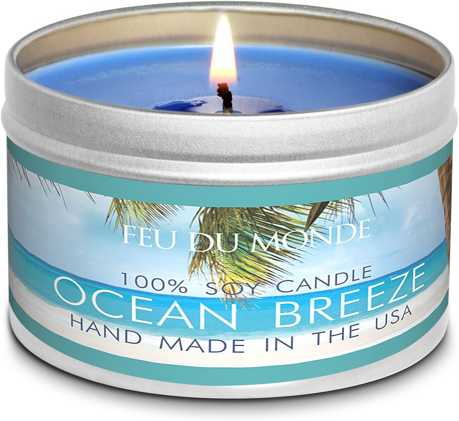 Premium Ocean Breeze Natural Soy Wax Candle Travel Tin 8 Ounces