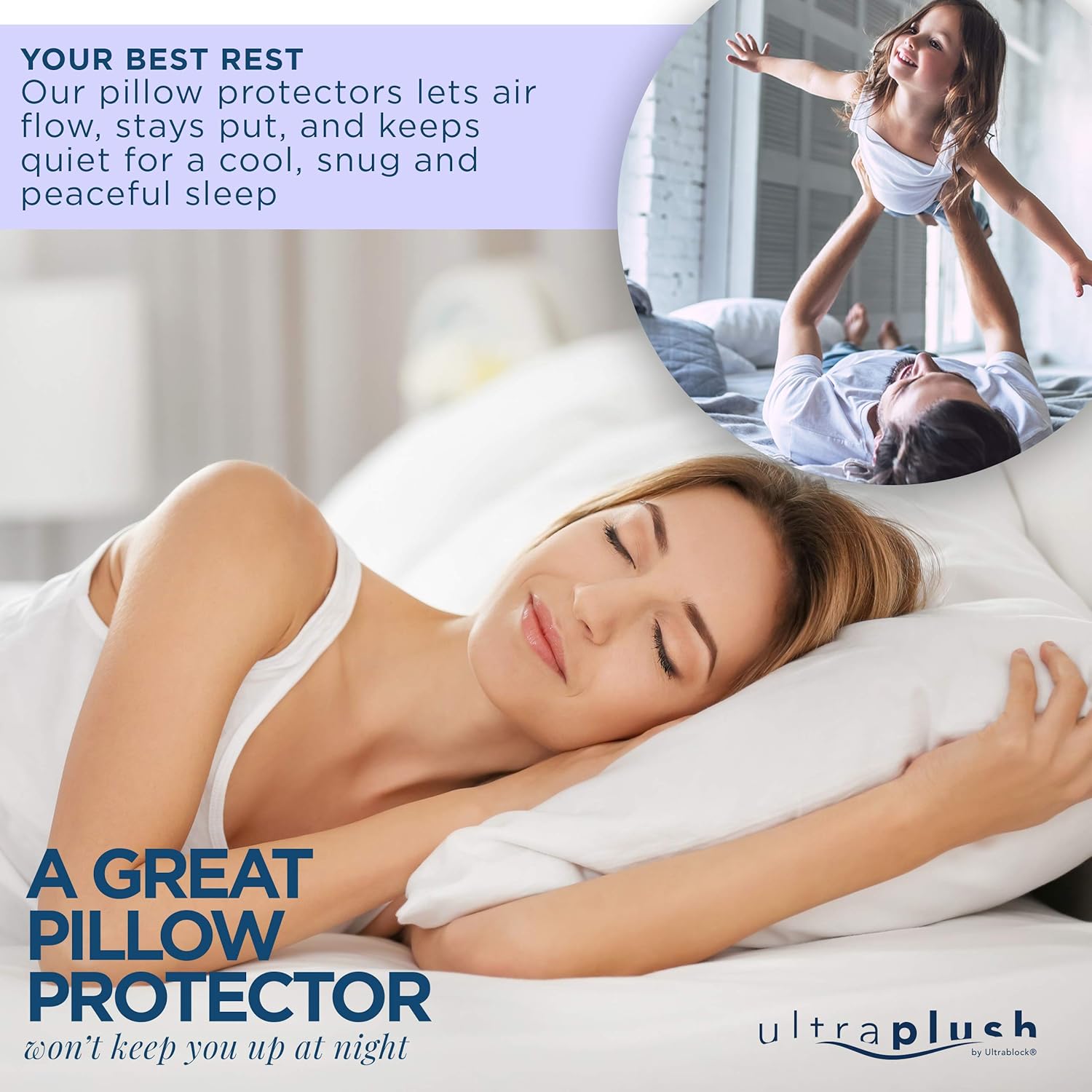UltraPlush Premium Waterproof Pillow Protectors - Hypoallergenic and Bed Bug Proof Zippered Pillow Case - 2 Pack - Super Soft and Quiet (Standard Size 20 inches x 26 inches): Home & Kitchen