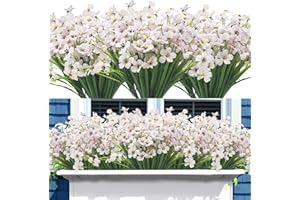 Grunyia 20 Bundles Artificial Flowers, Outdoor Indoor UV Resistant Fake Flowers No Fade Faux Plastic Plants Garden Porch Window Box Decoration