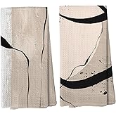 Liosei Beige and Black Abstract Modern Kitchen Towels, Boho Hand Dish Towels for Bathroom Kitchen, Boho Bathroom Kitchen Decor, 16x24 Set of 2