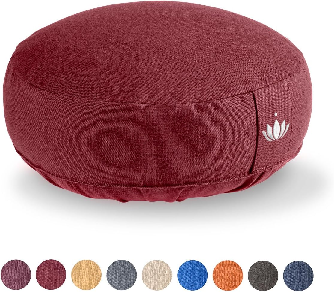 Lotuscrafts Meditation Cushion LOTUS - Height 10 cm - Spelt Filling - Washable Cover Organic Cotton - Floor Cushion for Meditation - Yoga Cushion - Meditation Pillow - Yoga Pillow - GOTS Certified