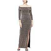 Alex Evenings Womens Long Foldover Off The Shoulder Gown, Formal Event, Mother of The Bride Dress