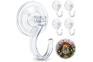 ANTIMBEE 4 Pack Wreath Hangers for Front Door, Extra Large Suction Cup Hooks, Heavy Duty 1.9" Hooks for Christmas Garland, No Tools, No Damage Wreath Holder for Glass Windows Shower, Hold Up to 18 Lbs
