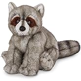 Bearington Rocko Raccoon Stuffed Animal - 13" Realistic Raccoons Plush Toys with Soft Faux Fur, Poseable Body and Bean Bag Weighted Paws - Lifelike Raccoon Plushies Gift for Kids and Animal Lovers