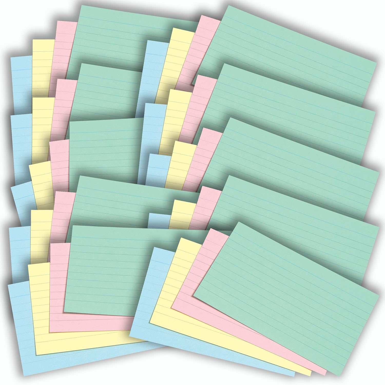 [1000 Pack] Revision Cards 5x3 Coloured Record Cards FlashCards Ruled
