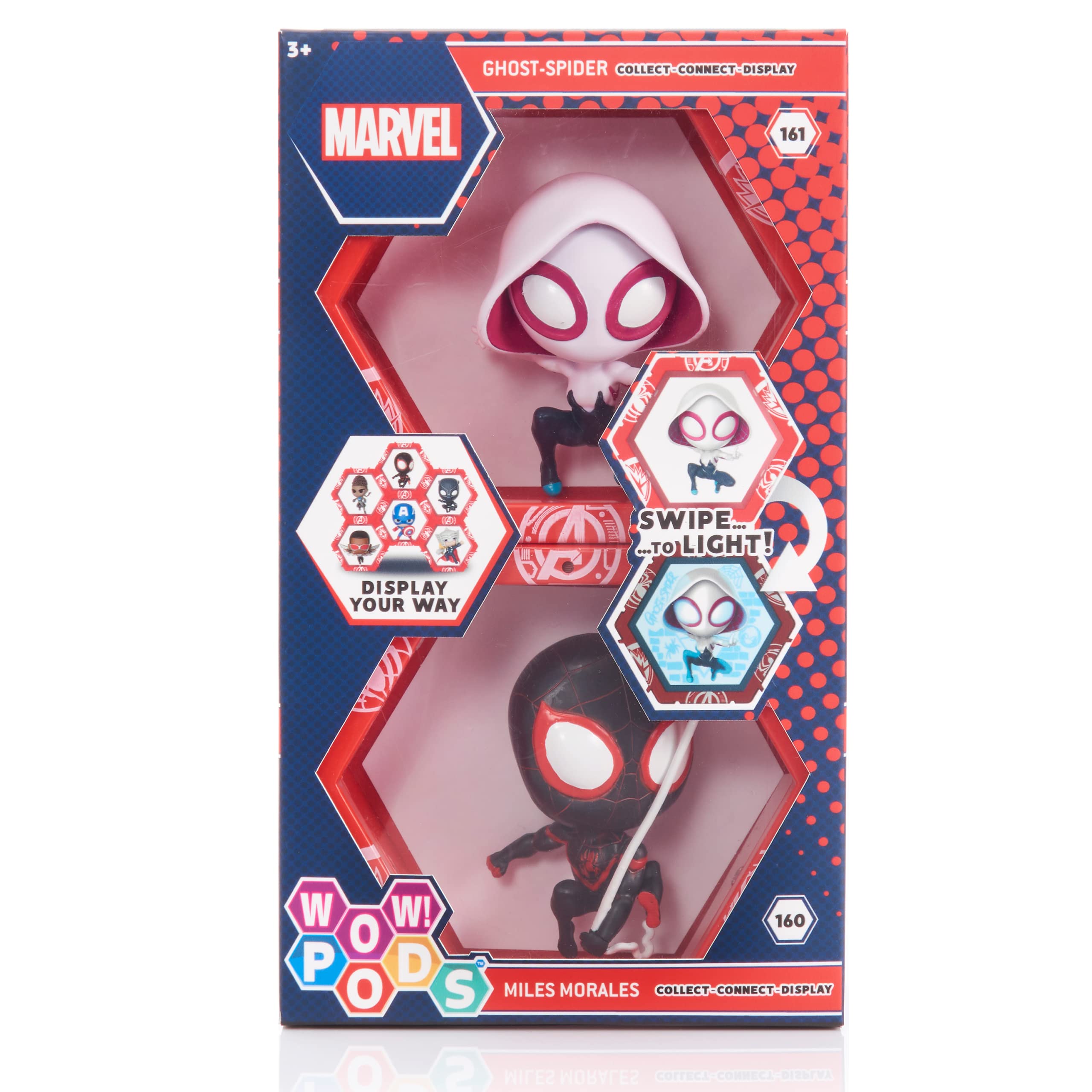 WOW! PODS Spiderman Collection - Miles Morales and Spider Gwen | Superhero Light-Up Bobble-Head Figures | Official Marvel Collectable Toys & Gifts, Spiderman Collection - Twin Pack