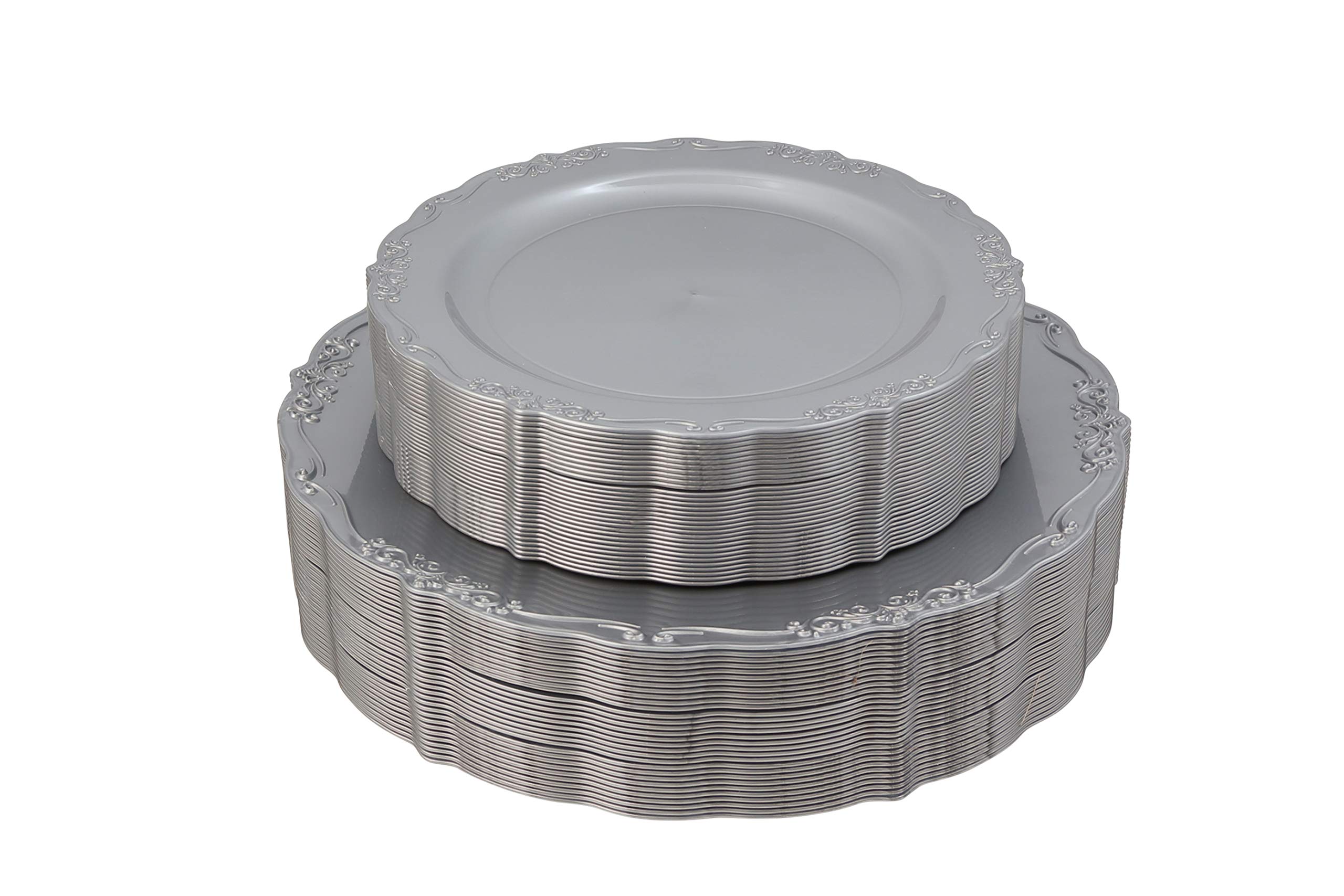 Disposable Plastic Plates, Vintage Party Plates, 30 Pack Colored 10.25