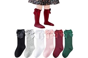 Mini Angel Baby Knee High Socks - Toddler Long Cotton Tube Stockings With Bow Ruffles for Girls - Infant Dress Socks