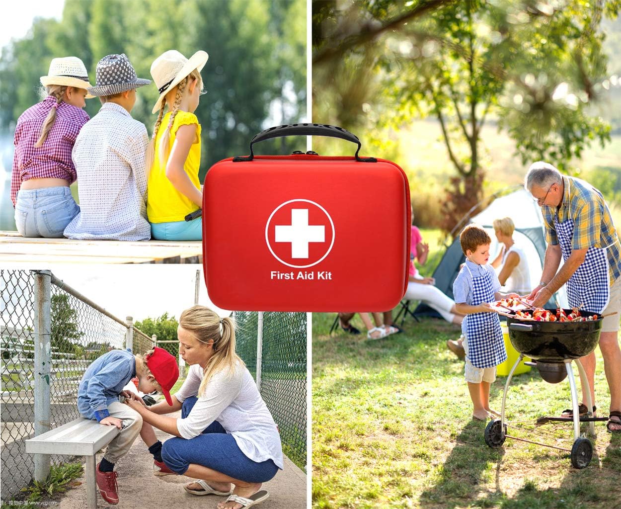 Compact First Aid Kit (228pcs) Designed for Family Emergency Care. Waterproof EVA Case and Bag is Ideal for The Car, Home, Boat, School, Camping, Hiking, Office, Sports. Protect Your Loved Ones. : Sports & Outdoors