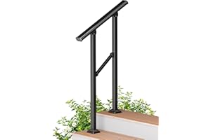 HIDALIFE Handrails for Outdoor Steps, 2 Step HandRail Fit 1 to 2 Steps Outdoor Stair Railing, Metal Porch Railing, Deck Handr