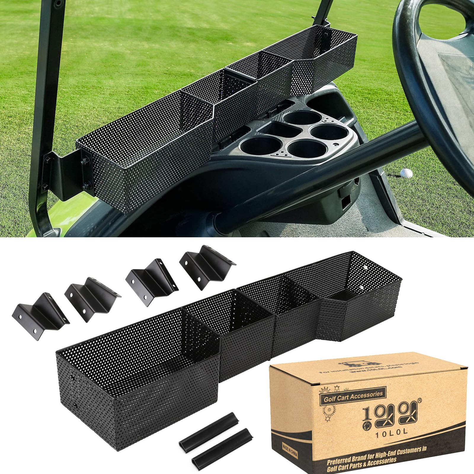 Photo 1 of 10L0L Golf Cart Front Basket for Yamaha G29/Drive & Drive 2, Dash Storage Box Metal Mesh Tray Organizer