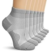 DHSO 7 Pairs Cushioned Ankle Compression Socks for Women Plantar Fasciitis Running Wicking Socks with Arch Support