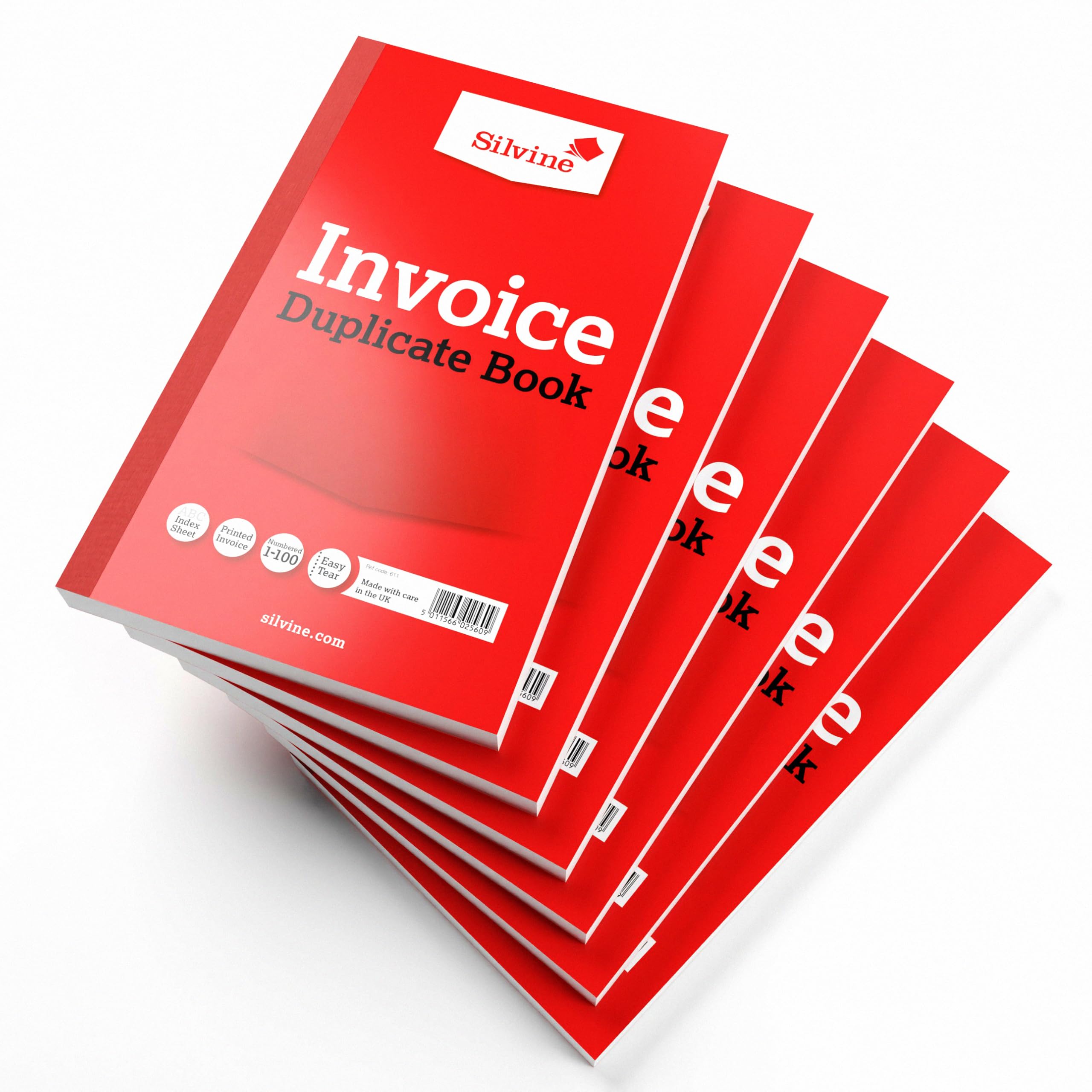 Silvine 8x5 Duplicate Invoice Book - Numbered 1-100 with Index Sheet [Pack of 6]