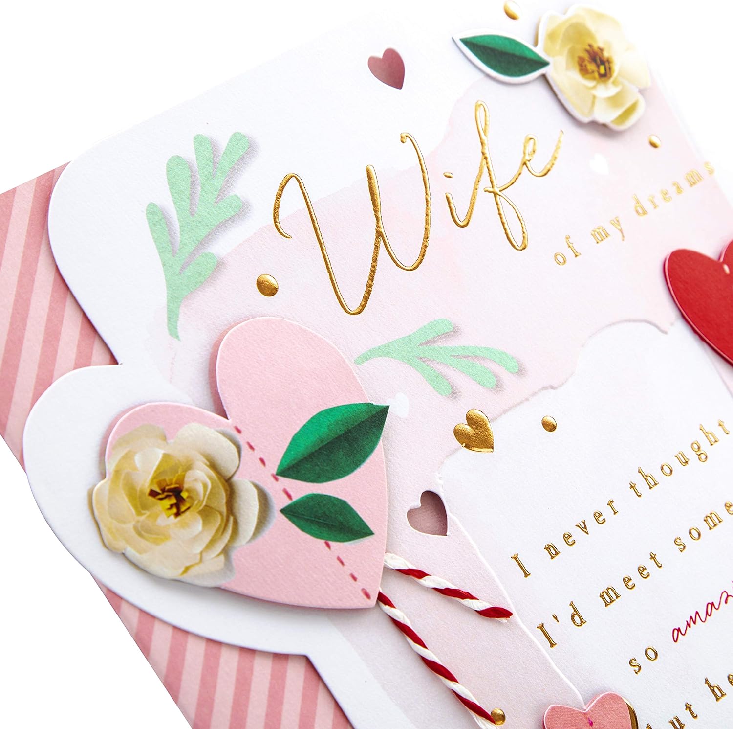Valentine Card for Wife from Hallmark - Collage Effect Design, Rose Gold, 26cm x 18cm - Image 4