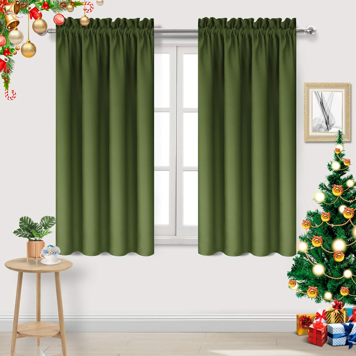 DWCN Olive Green Room Darkening Blackout Curtains Thermal Insulated Privacy Energy