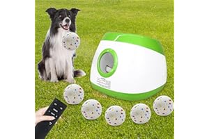 MEKAPLE Automatic Dog Ball Launcher, Upgraded Interactive Dog Balls Thrower with 3 Distance 29Ft-79Ft, Remote Control Ball Launcher for Medium & Large Dogs, 5 Etpu Balls Included (Lime Green)
