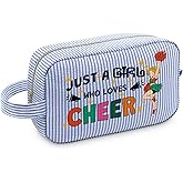 Sazuwu Cheer Makeup Bag for Women Cheer Teams Gifts for Daughter Sister Niece Cheerleading Gift for Friend Cosmetic Bag Cheerleading Accessories for Cheerleader Christmas Birthday Present for Her