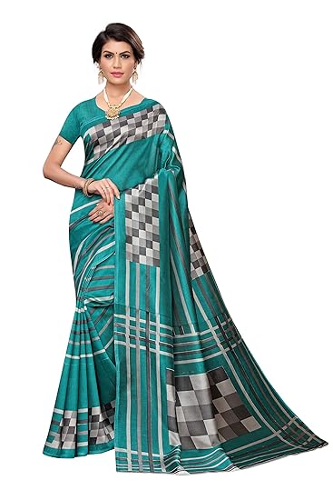 art silk with blouse piece Saree (SIYAKARI-GREEN Free)