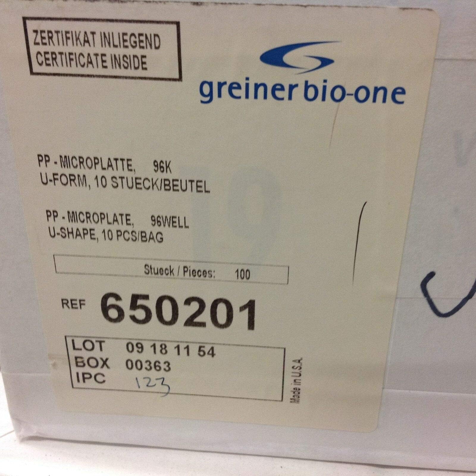 650201 Natural Polypropylene Microplate, Round (U) Bottom, Chimney Style, 96 Well (Pack of 100)