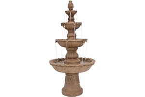 Sunnydaze 4-Tier Pineapple Outdoor Water Fountain for The Patio, Yard, or Garden - 52-Inch H - Earth