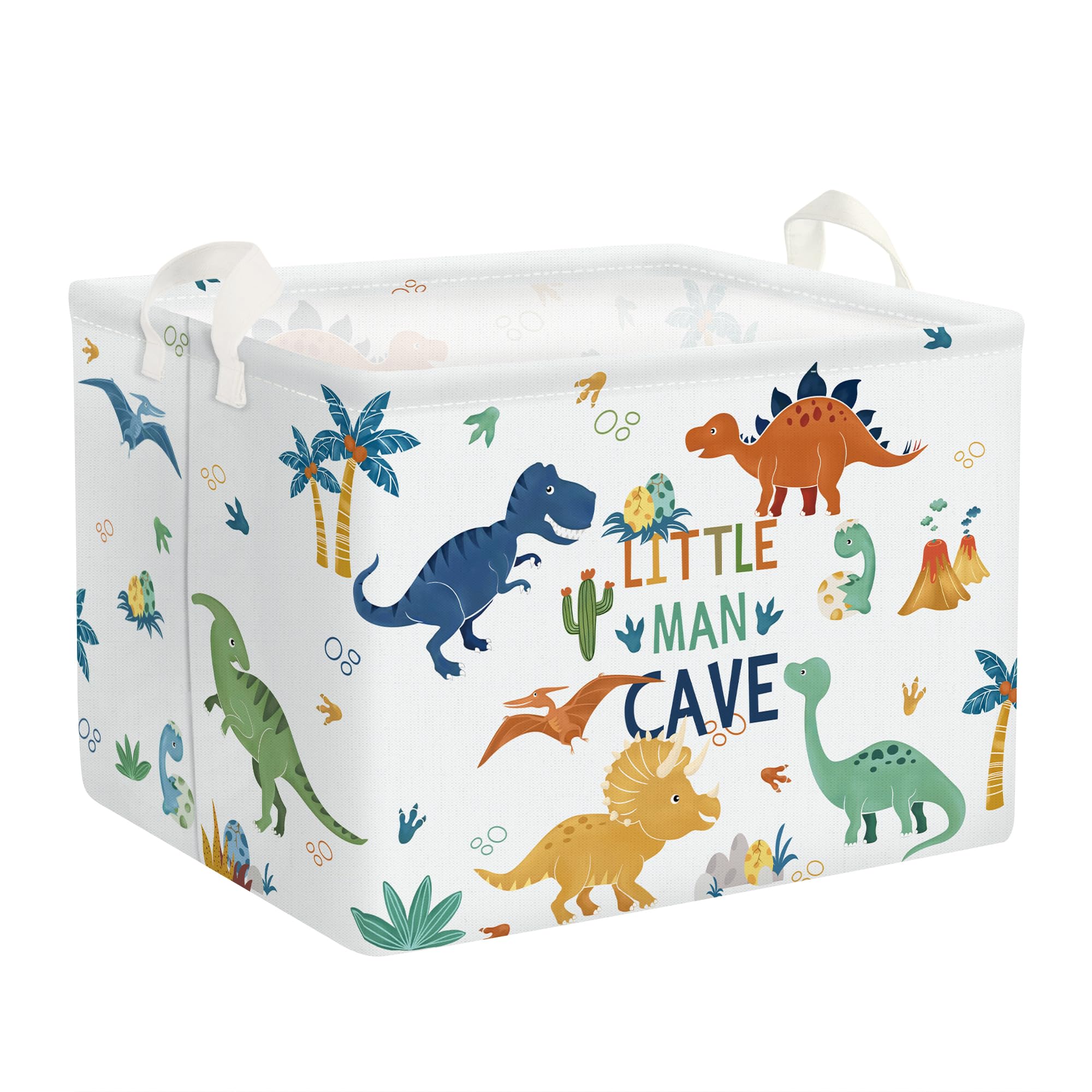 Clastyle Boho Dinosaur Laundry Hamper Palm Tree Book Storage Basket for Bathroom Parent Storage Box to Organize Toy Clothes, Cartoon Dinosaur, 40x30x30 cm