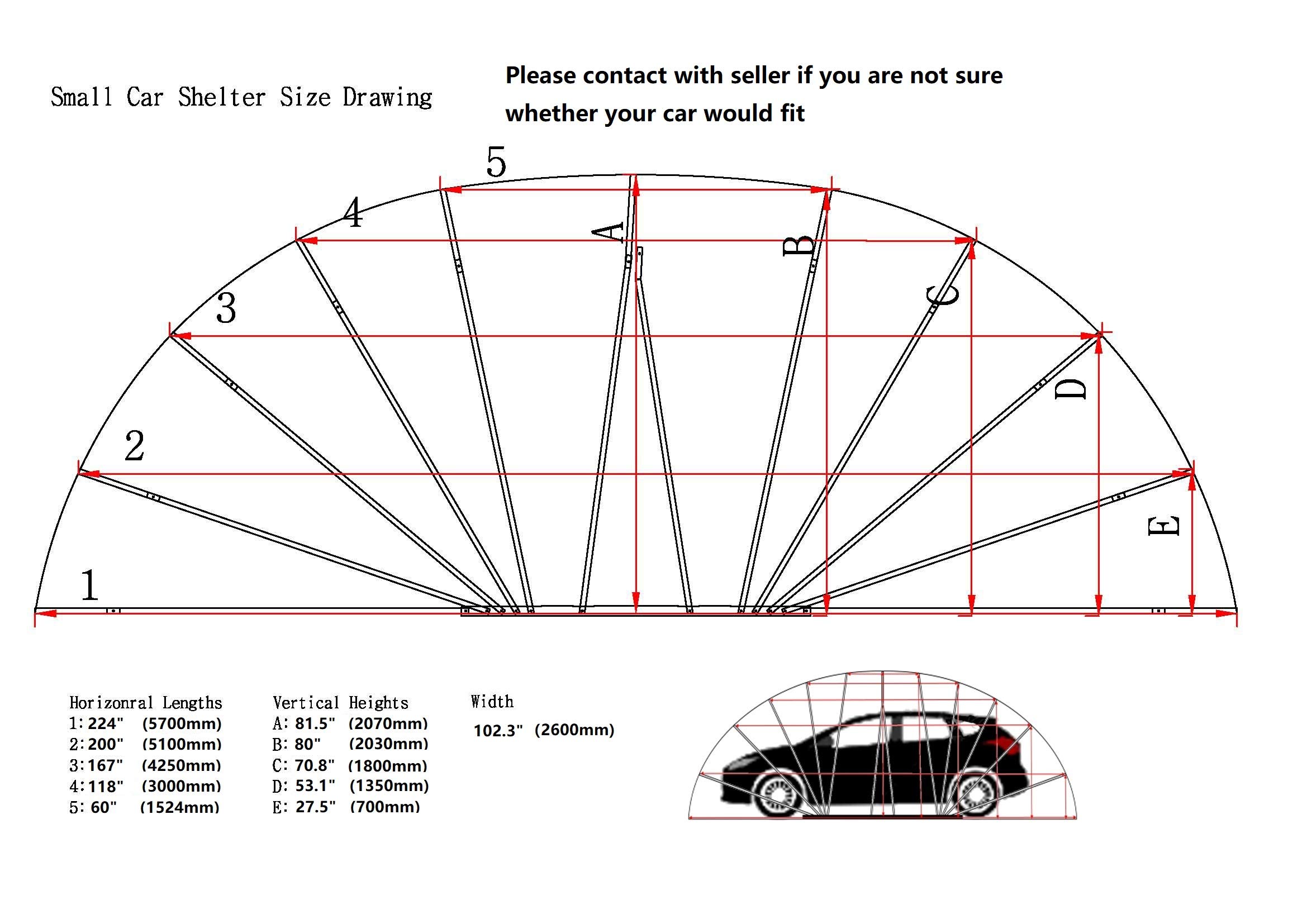 Ikuby All Weather Proof Medium Carport Car Shelter Car Canopy