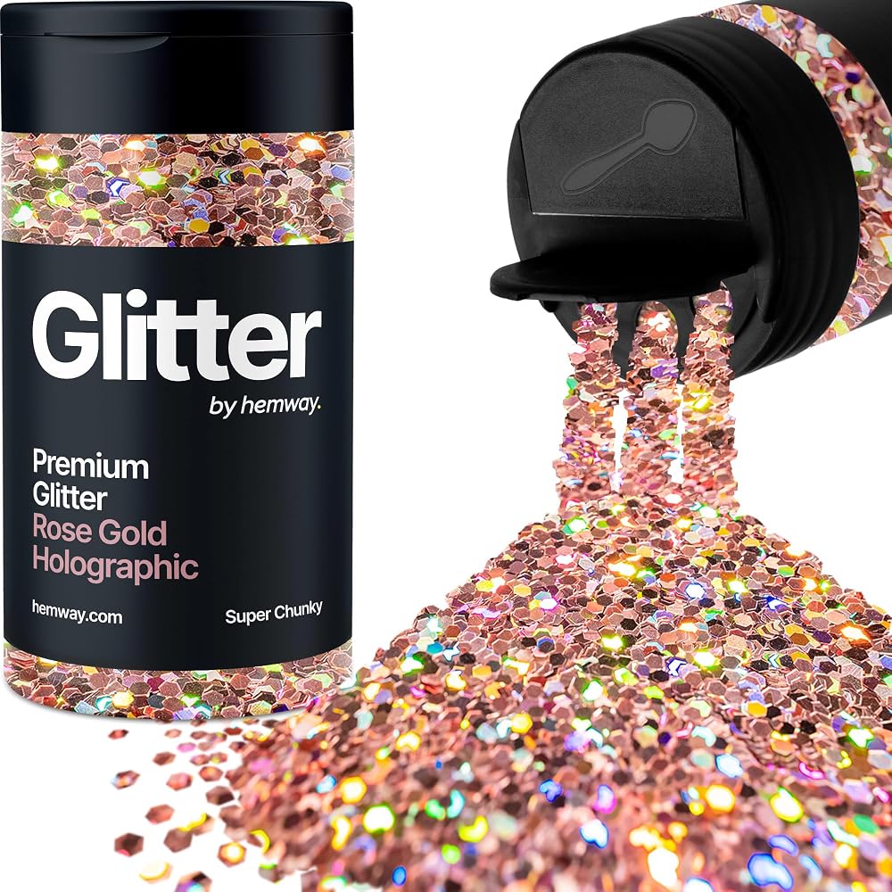Hemway Holographic Rose Gold Glitter Shaker 130g 1/8 Inch Flakes