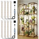 Kullsinss 8 inches LED Grow Light Strips, Full Spectrum Grow Lights for Indoor Plants with 6/12/16H Timer, 5 Dimmable Levels, Plant Light for Seedling Succulent, Ideal for Plant Shelf (4 Strips*2pcs)