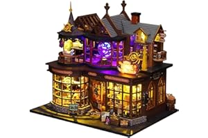 OZJAY DIY Miniature House Kit, Tiny House Kit with Dust Proof Cover & Music Movement, DIY Wooden Dollhouse Miniature Kit for Adults Teen, Open Door Design Model Magic Treasure House Kit, Home Decor