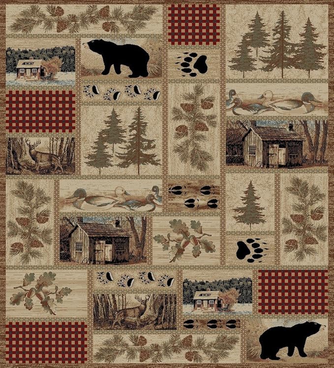 Rustic Lodge Forest Cabin 8x10 Area Rug, 7'10x9'10 Kitchen